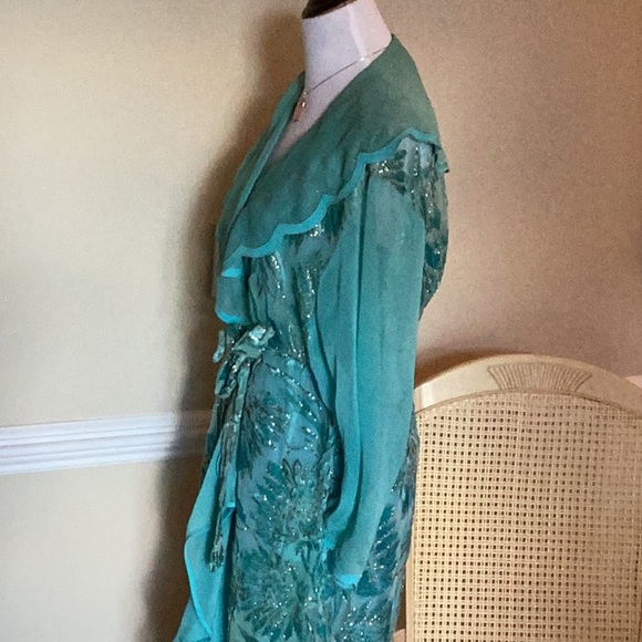 Vintage Gold Label Victoria’s Secret beautiful aqua loungewear or dres… - Picture 5 of 14